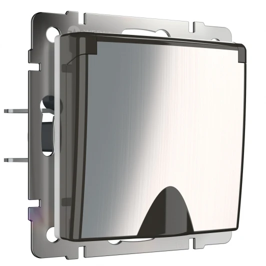 W1171202 Розетка влагозащ. с зазем. с защит. крышкой и шторками (глянцевый никель) Werkel W1171202 (a051089)