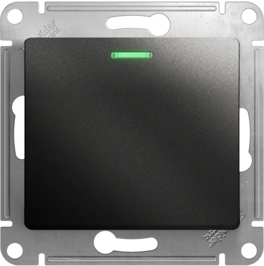 GSL000763 Выключатель встраиваемый одноклавишный с подсветкой (антрацит) Systeme Electric Glossa GSL000763