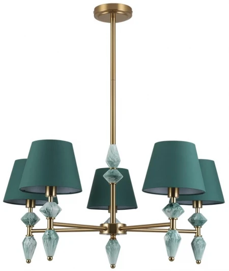 8275/5 Потолочная люстра на штанге Lumion Vermont 8275/5 латунь/зеленый, металл/керамика/ткань Е14 5*40W 220V