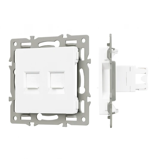 045336 Механизм компьютерной розетки двойной SCT-MPC2-PL-WH (RJ-45, CAT6) (Arlight) 045336