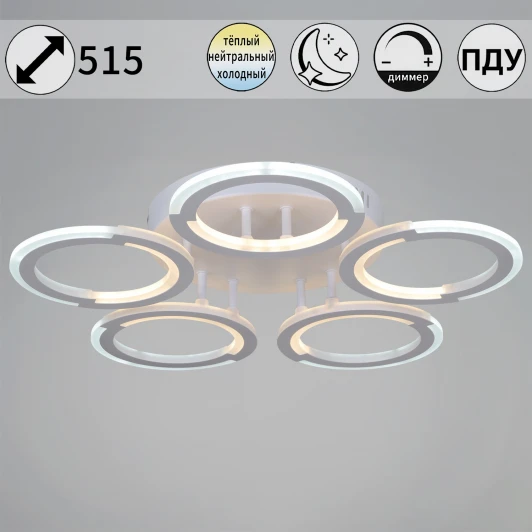 09820-3.3-05 WH Потолочная люстра светодиодная на штанге с пультом и регулировкой цветовой температуры Reluce 09820-3.3-05 WH (ночной режим, 220V, круглые)