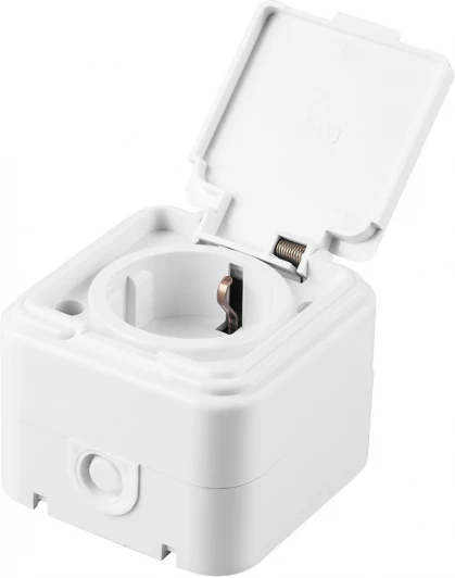 32740 Розетка с заземлением и защитной крышкой (белый) Stekker Брест 32740