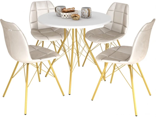 6034672801 Обеденная группа SHT-DS146 жемчужный/белый/золото Sheffilton 6034672801