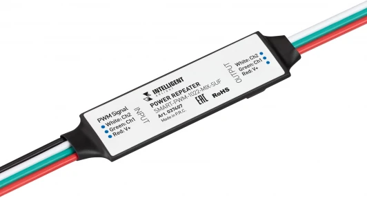 037407 INTELLIGENT Усилитель SMART-PWM-1022-MIX-SUF (12-24V, 2x2.5A) (IARL, IP20 Пластик, 5 лет) 037407 Arlight