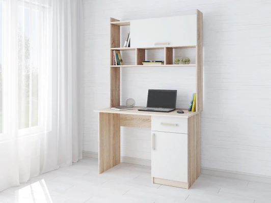 00-00026512 Стол компьютерный ТЭКС Квартет-10, дуб сонома/белый