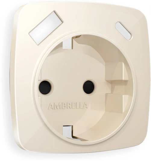 OP3100 Лицевая панель Ambrella Volt OMEGA (Бежевый глянец) для электрической розетки с заземлением со шторками 2USB A+C QUANT OP3100