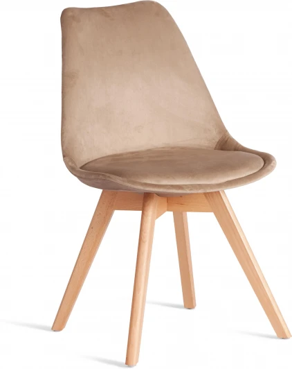 24514 Стул TULIP SOFT (mod. 053V) / 2 шт. в упаковке Tetchair (Дерево,Пластик,Вельвет/Бежевый) арт.24514