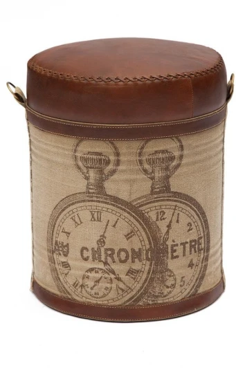 10267 Пуф Secret De Maison CHRONO ( mod. M-6409 ) коричневый (металл/кожа буйвола/ткань хлопок)