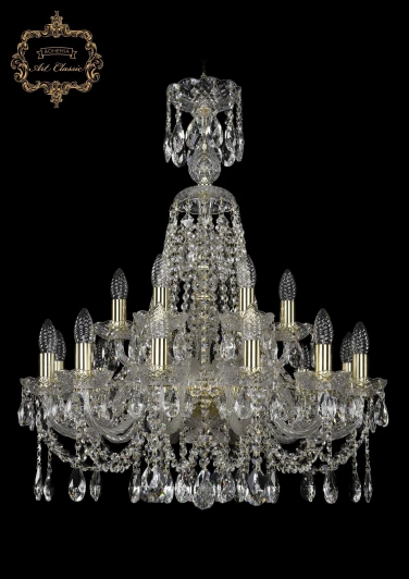11.12.12+6.240.XL-82.Gd.Sp Подвесная большая люстра Art Classic 11.12 11.12.12+6.240.XL-82.Gd.Sp (220V, хрусталь, на цепи, подсвечник, свеча)