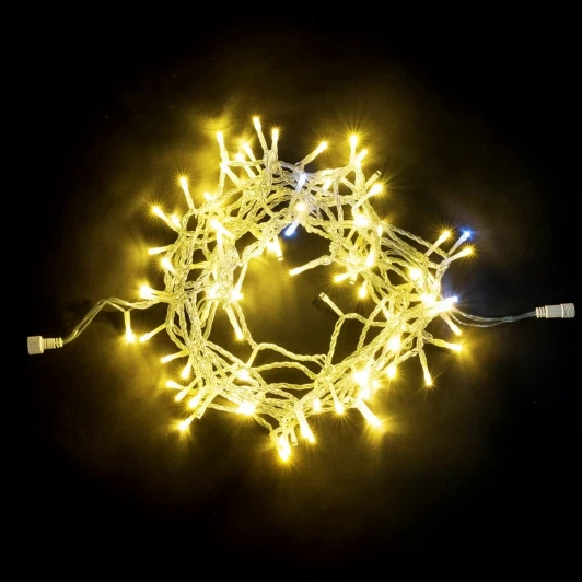 PST100BLW-10-2CH Гирлянда Нить 10м Шампань с Мерцанием Белого Диода, 100 LED, Провод Прозрачный ПВХ, IP54