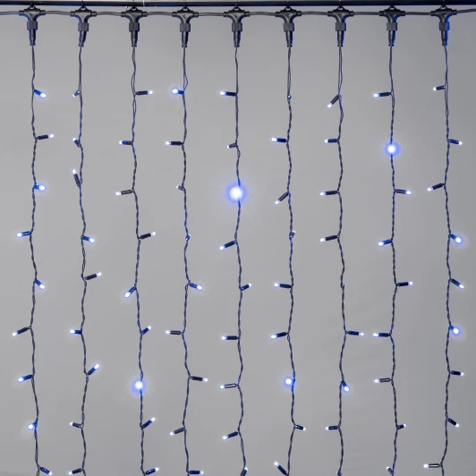 ECO402-1-2B Гирлянда Занавес 2 x 2 м синий 220В, 400 LED, провод черный каучук 2,3мм, IP65 Laitcom ECO402-1-2B