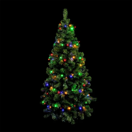 GFM120C-14-1M Светодиодная Гирлянда на Ëлку Высотой 1,5м Разноцветная 220В, 120 LED, Провод Зеленый ПВХ, IP20