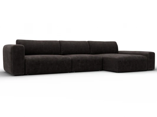 131220 Диван угловой Лига-066 НПБ Лонг угол правый (ЛДСП,Фанера,Брус,Велюр/Коричневый) Лига Диванов 131220