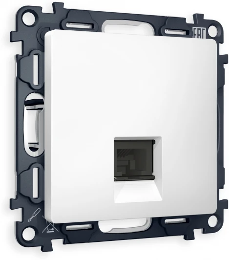 MA132030 Комплект механизма Ambrella Volt телефонной розетки ALFA MA132030 Белый матовый RJ-11(4P4C) с защитной шторкой QUANT