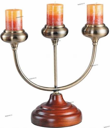 823-03-14 Подсвечник настольный N-Light, 3 свечи, бронза, дуб