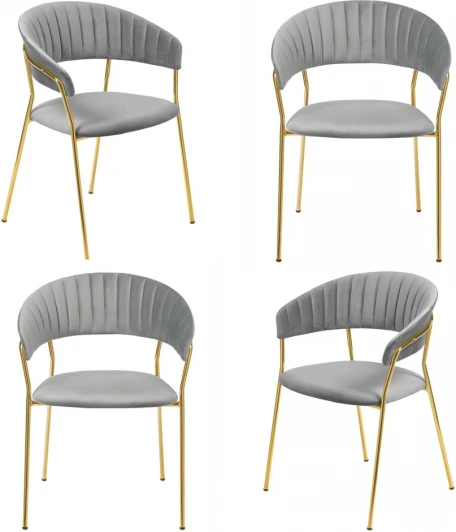 FR 0910K Комплект из 4-х стульев Turin серый с золотыми ножками Bradexhome арт.FR 0910K