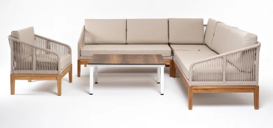 KAN-S5C1T1-5-SET biege "Канны" модульная угловая лаунж-зона из роупа (веревки), цвет темно-серый 4SIS арт.УТ-00007285