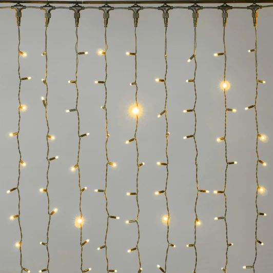 ECO402-1-2Y Гирлянда Занавес 2 x 2 м желтый 220В, 400 LED, провод черный каучук 2,3мм, IP65 Laitcom ECO402-1-2Y
