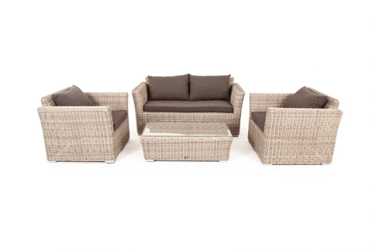 KSS2C2T-4-SET beige Лаунж-зона из искусственного ротанга, цвет бежевый 4SIS Капучино Сингл KSS2C2T-4-SET beige