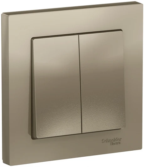 ATN000552 Выключатель встраиваемый двухклавишный (шампань) Systeme Electric AtlasDesign ATN000552
