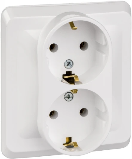 PC16-007B Розетка встраиваемая двойная с заземлением (белый) Systeme Electric Этюд PC16-007B