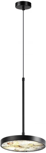 5064/15L Подвесной светильник Odeon Light Bergi 5064/15L черн./серо-беж./металл/натур.камень/акрил с переключ.цветов.темпер. LED 15W 3000К/4000K/6000K (220V, на проводе, круглые)