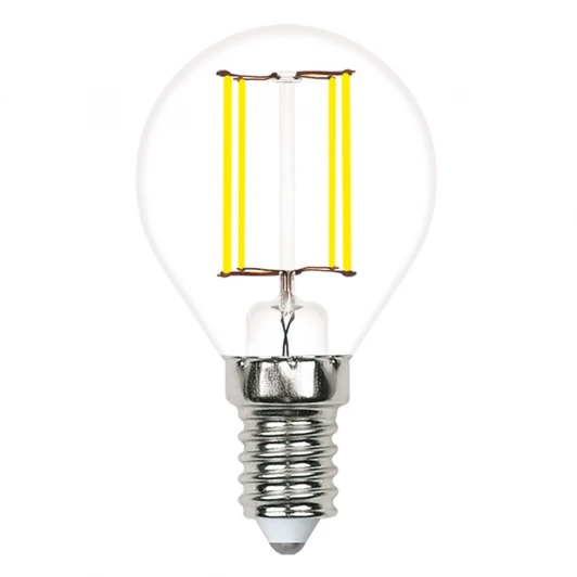 LED-G45-5,5W/4000K/E14/CL/SLF Лампа светодиодная, форма "шар", прозрачная, белый свет 4000K Volpe Optima Филамент LED-G45-5,5W/4000K/E14/CL/SLF