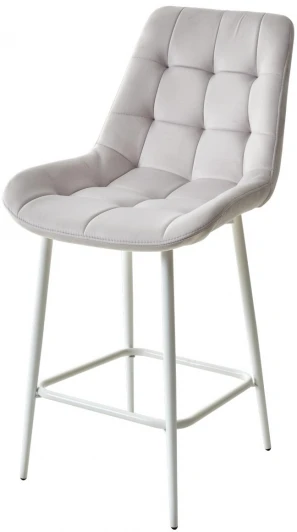 688M04887 Полубарный стул ХОФМАН, цвет H-09 Светло-серый, велюр / белый каркас H=63cm