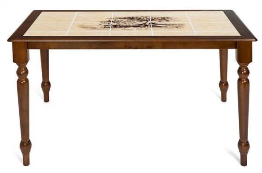 4992 CT 3045P Стол с плиткой Тёмный Дуб (дерево гевея/плитка)