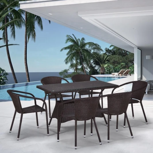 T198D/Y137C-W53 Brown 6Pcs Комплект плетеной мебели Изи