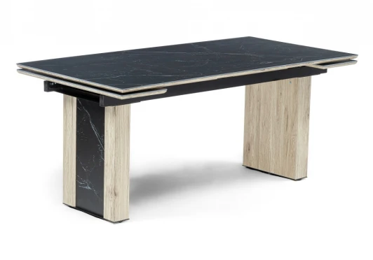 621197 Кухонный стол Woodville Бернардо 180x90 черный мрамор / дуб монтана