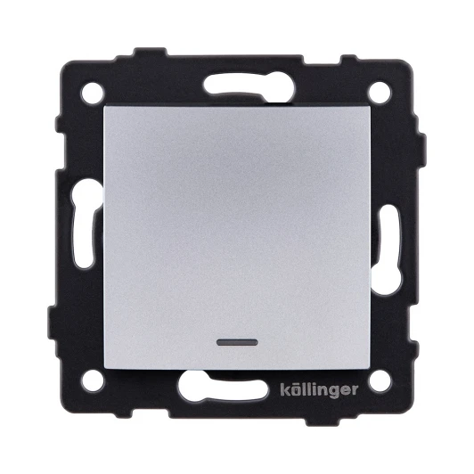 REA-R-002GY Выключатель 1-клавишный 10А/250В с LED подсветкой, изогнутый, серый Kollinger REA-R-002GY для Aspekt, Eleganz, Reflex