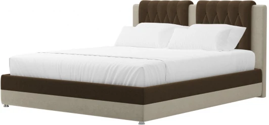 120642 Кровать интерьерная Камилла 180 (Коричневый,Бежевый/Микровельвет) Лига Диванов арт.120642