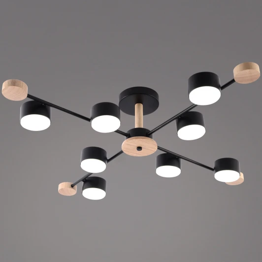 03751-0.3-08 BK+WOOD GX53 Потолочная люстра на штанге Reluce 03751-0.3-08 BK+WOOD GX53