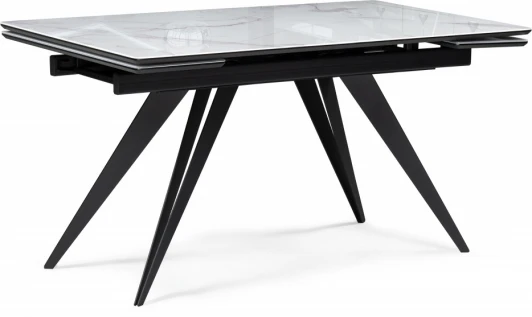 612177 Стол стеклянный Notta Дарвин 140(200)х80 белый мрамор / черный арт.612177