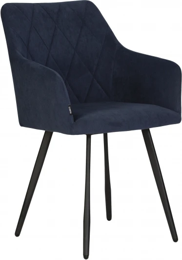 13-03 DOBRIN ROBY, цвет сиденья Catania Dark Blue велюр, цвет основания черный муар Стул обеденный ROBY (ЭМАЛЬ ЧЕРНЫЙ МУАР велюр Catania Dark Blue)