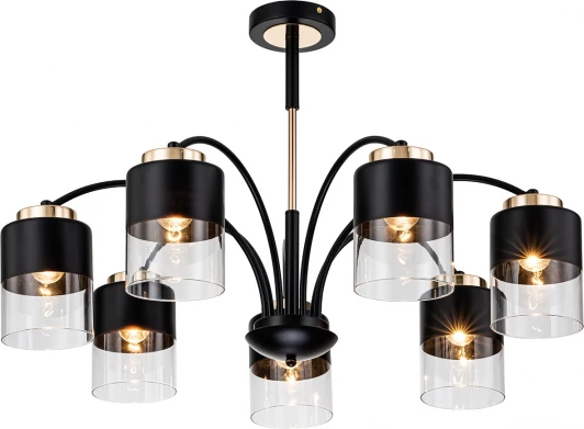 2121/7P Потолочная люстра на штанге Escada Riche 2121/7P E27*40W Black/Gold (220V)