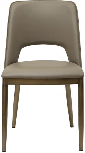 163YH-06574 Стул обеденный экокожа бежевый+бронза 47*52*87см Garda Decor арт.163YH-06574