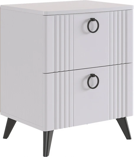 TE-02.3101 Ева Тумба прикроватная 2 Mebelson (ЛДСП,МДФ,ПВХ,Пластик/Светлое дерево,Белый) арт.TE-02.3101