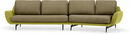 803477 Диван Ispani угловой правый ОГОГО (арт.803477), (Ткань,Экокожа/Коричневый,Зеленый)