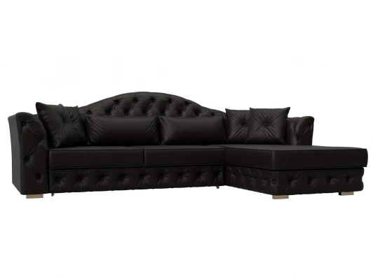 128030 Диван угловой Артис правый угол (Брус,Рейка/Пластик/Экокожа/Коричневый) Лига Диванов 128030