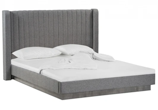 406291 Кровать Tulip 160х200 с ПМ метрополитан грей / белая матовая 406291