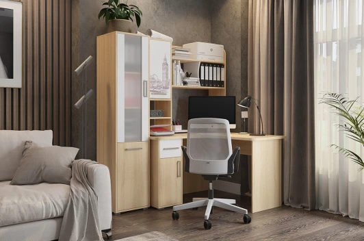 СК1Лайт.1623 Стол компьютерный Лайт К1, цвет дуб сонома/белый Mebelson (арт.СК1Лайт.1623)