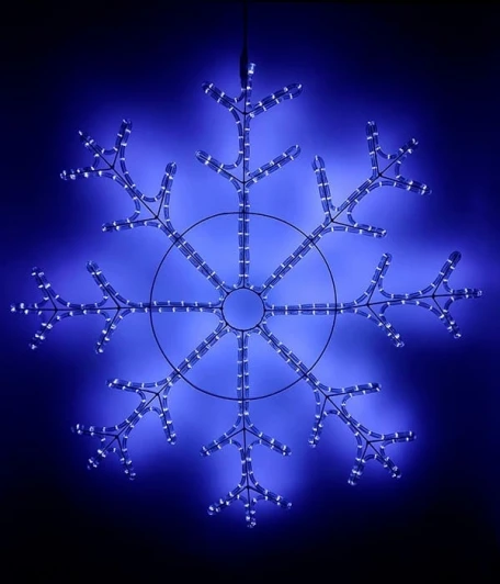 LC-13048 Светодиодная Снежинка "Зимняя Классика" Ø1,1м Синяя, Дюралайт на Металлическом Каркасе, IP54 Laitcom LC-13048