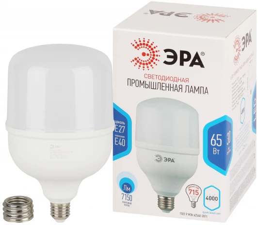 LED POWER T140-65W-4000-E27/E40 Лампочка светодиодная E27 65Вт ЭРА LED POWER T140-65W-4000-E27/E40 LED POWER T140-65W-4000-E27/E40