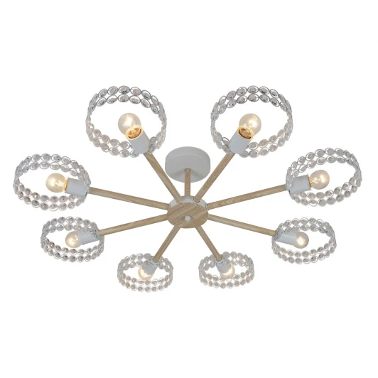 679/8P White Потолочная люстра на штанге Escada 679/8P E27*60W White/Wood