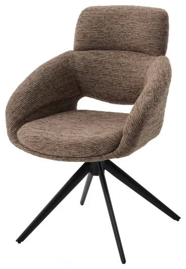 626M06099 Стул АРНЭ (ARNE) 360 град, цвет КОРИЧНЕВЫЙ EYELASH -171, фактурный шенилл / ЧЕРНЫЙ каркас, ®DISAUR M-City 64833