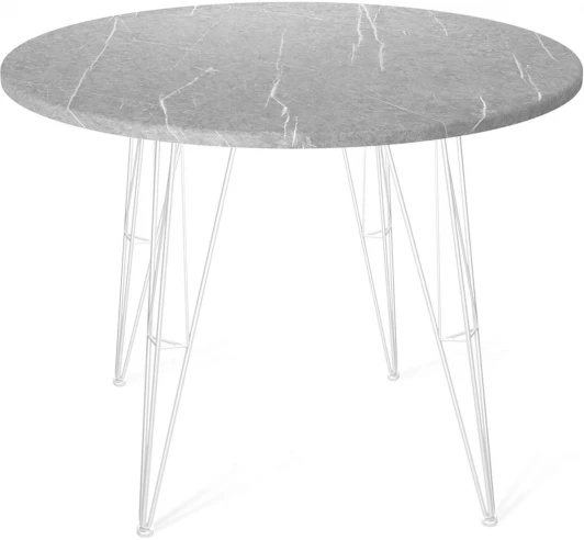 6454222010 Стол Sheffilton SHT-TU10/TT 90 МДФ белый муар/серый мрамор