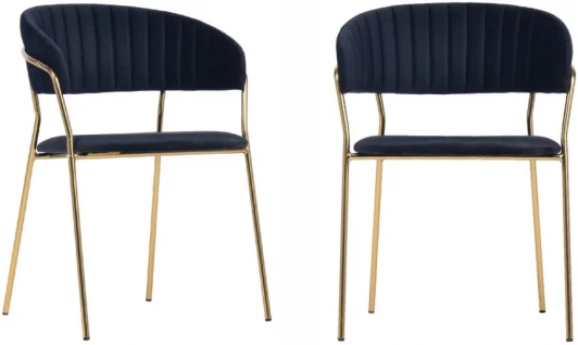 FR 0797P Комплект из 2-х стульев Turin чёрный с золотыми ножками Bradexhome арт.FR 0797P