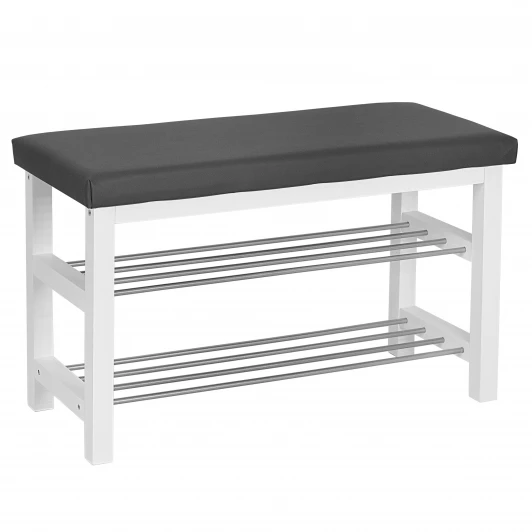 000590 Банкетка BeautyStyle 4 белый/экокожа серый Mebelik 000590